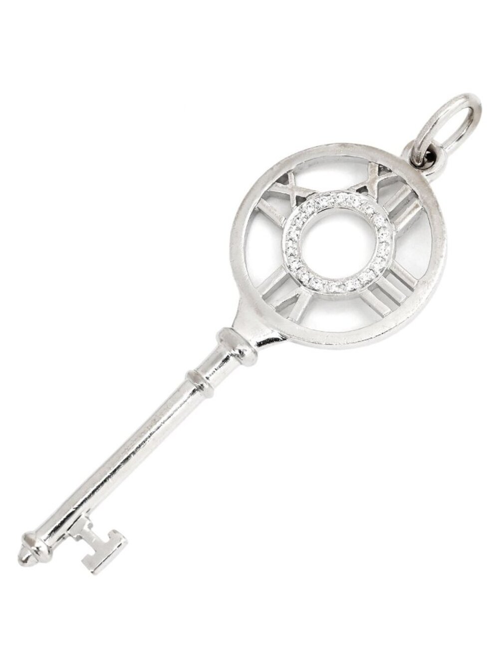 Tiffany & Co Pendant Atlas Key Medium Diamond White Gold T&Co 18k Key Motif